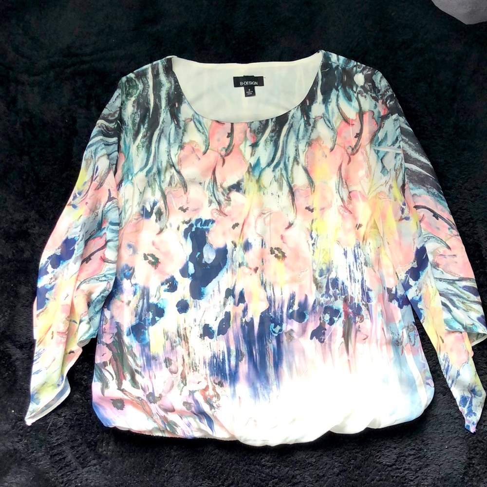 Pretty Multi Colored Butterfly Sleeve Blouse